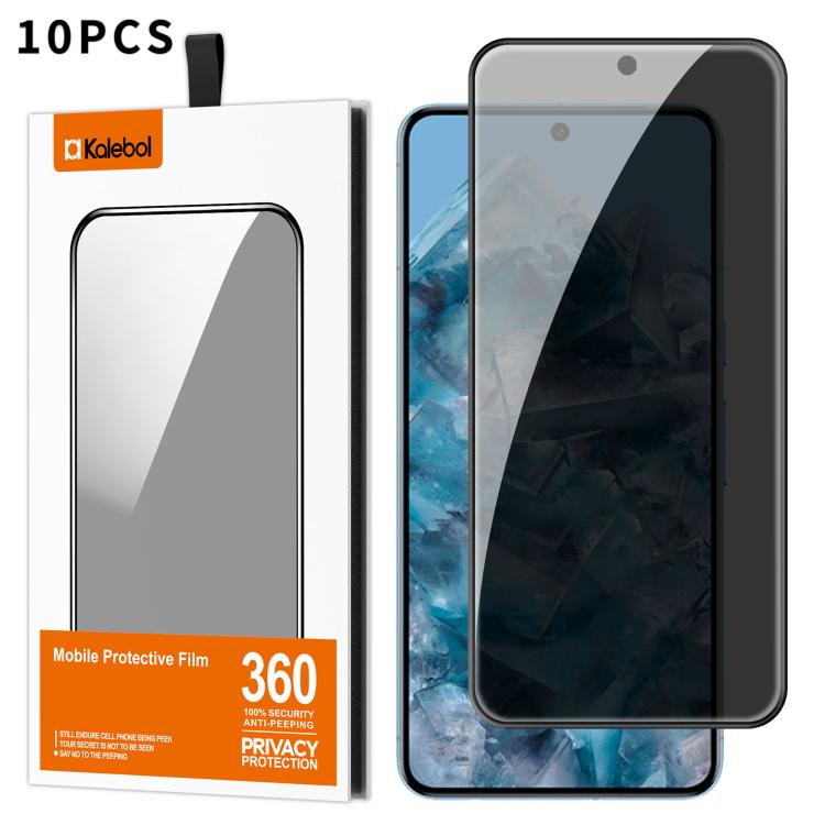 For Google Pixel 8 Pro Kalebol 10pcs High-Aluminum Screen-Printed Full-Coverage Black-Border Privacy Tempered Glass Film - Google Tempered Glass by Kalebol | Online Shopping UK | buy2fix