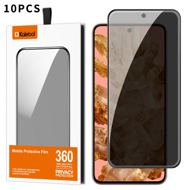 For Google Pixel 8 Kalebol 10pcs High-Aluminum Screen-Printed Full-Coverage Black-Border Privacy Tempered Glass Film - Google Tempered Glass by Kalebol | Online Shopping UK | buy2fix