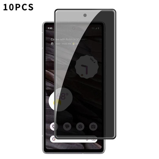For Google Pixel 7a Kalebol 10pcs High-Aluminum Screen-Printed Full-Coverage Black-Border Privacy Tempered Glass Film - Google Tempered Glass by Kalebol | Online Shopping UK | buy2fix
