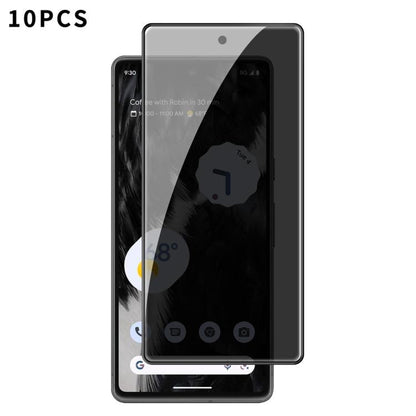 For Google Pixel 7 Kalebol 10pcs High-Aluminum Screen-Printed Full-Coverage Black-Border Privacy Tempered Glass Film - Google Tempered Glass by Kalebol | Online Shopping UK | buy2fix