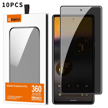 For Google Pixel 6a Kalebol 10pcs High-Aluminum Screen-Printed Full-Coverage Black-Border Privacy Tempered Glass Film - Google Tempered Glass by Kalebol | Online Shopping UK | buy2fix