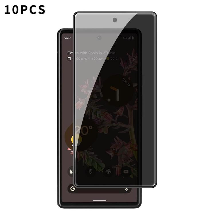 For Google Pixel 6 Kalebol 10pcs High-Aluminum Screen-Printed Full-Coverage Black-Border Privacy Tempered Glass Film - Google Tempered Glass by Kalebol | Online Shopping UK | buy2fix