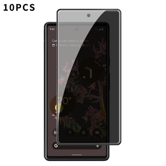 For Google Pixel 6 Kalebol 10pcs High-Aluminum Screen-Printed Full-Coverage Black-Border Privacy Tempered Glass Film - Google Tempered Glass by Kalebol | Online Shopping UK | buy2fix