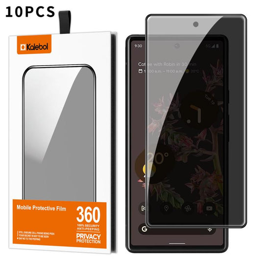 For Google Pixel 6 Kalebol 10pcs High-Aluminum Screen-Printed Full-Coverage Black-Border Privacy Tempered Glass Film - Google Tempered Glass by Kalebol | Online Shopping UK | buy2fix