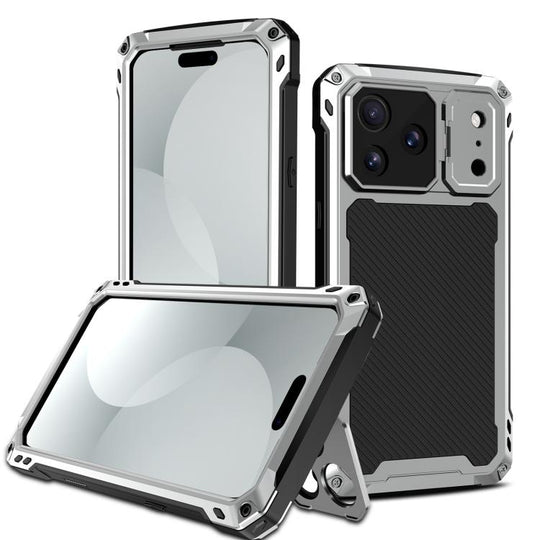 For iPhone 17 Pro Max Lens Holder Metal IP54 Life Waterproof Three-proof MagSafe Phone Case(Silver)