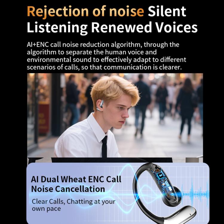 Q102 ENC Noise Reduction Ear-hook Bluetooth 5.4 Wireless Earphones(Khaki) - Bluetooth Earphone by buy2fix | Online Shopping UK | buy2fix