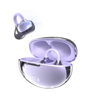 Q108 Digital Display Open Ear Clip Bluetooth 6.1 Wireless Earphones(Purple) - Bluetooth Earphone by buy2fix | Online Shopping UK | buy2fix