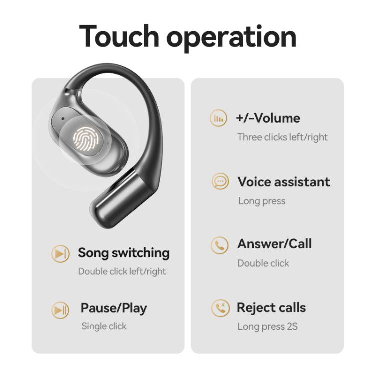 M114 Open Noise Reduction Ear-hook Bluetooth 5.4 Wireless Earphones(Black) - Bluetooth Earphone by buy2fix | Online Shopping UK | buy2fix