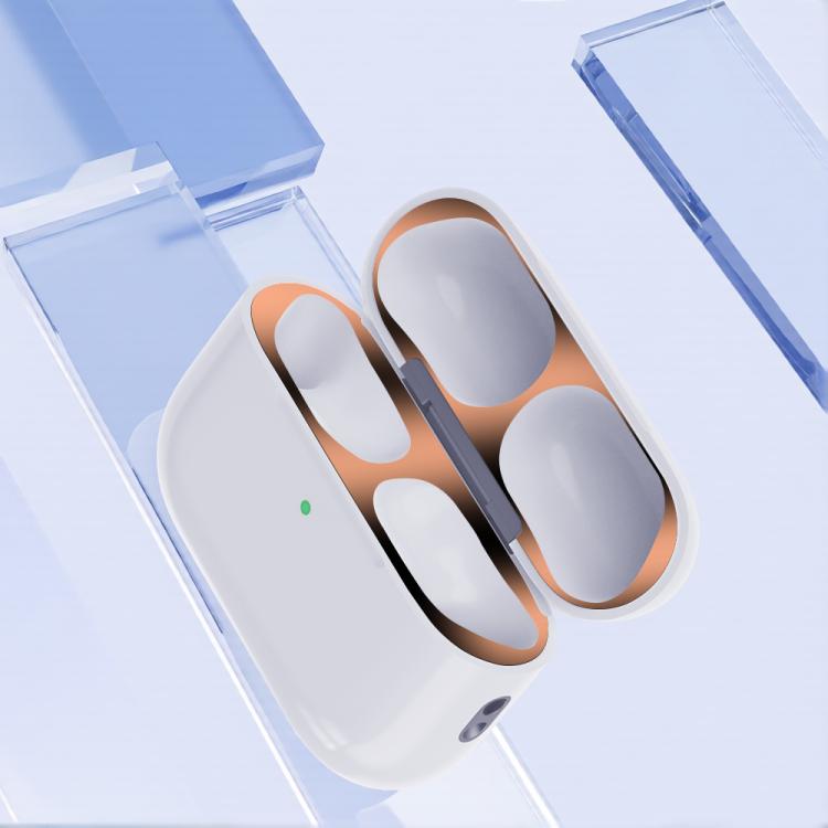 For Apple AirPods Pro 3 Wireless Earphone Protective Case Metal Sticker(Rose Gold) - Protective Sticker by buy2fix | Online Shopping UK | buy2fix