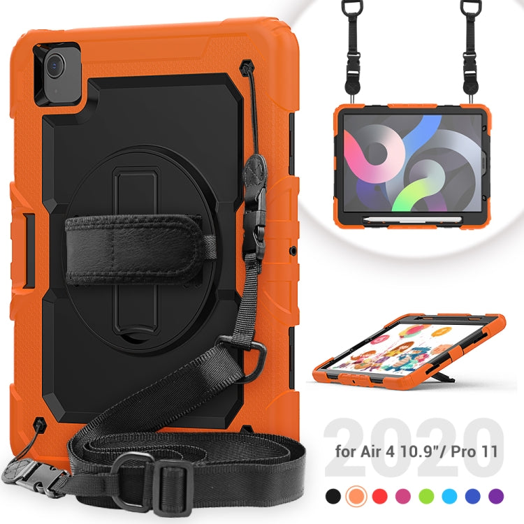 Shockproof Colorful Silicone + PC Protective Case with Holder & Shoulder Strap & Hand Strap & Pen Slot For iPad Air 2022 / 2020 10.9 (Orange) - iPad Air (2022) / (2020) 10.9 Cases by buy2fix | Online Shopping UK | buy2fix