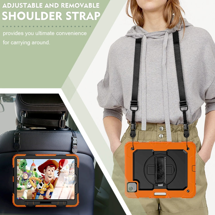 Shockproof Colorful Silicone + PC Protective Case with Holder & Shoulder Strap & Hand Strap & Pen Slot For iPad Air 2022 / 2020 10.9 (Orange) - iPad Air (2022) / (2020) 10.9 Cases by buy2fix | Online Shopping UK | buy2fix