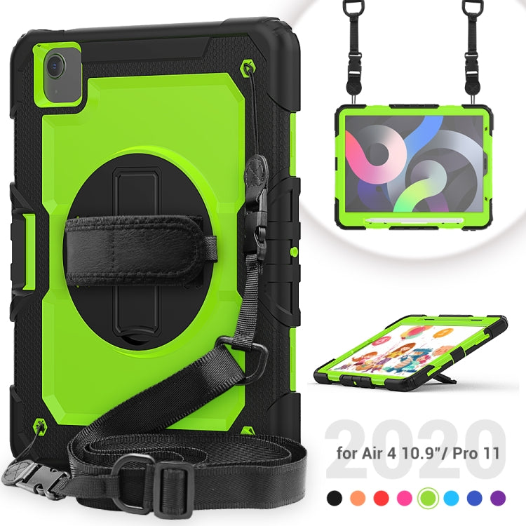 Shockproof Colorful Silicone + PC Protective Case with Holder & Shoulder Strap & Hand Strap & Pen Slot For iPad Air 2022 / 2020 10.9 (Black Yellow Green) - iPad Air (2022) / (2020) 10.9 Cases by buy2fix | Online Shopping UK | buy2fix
