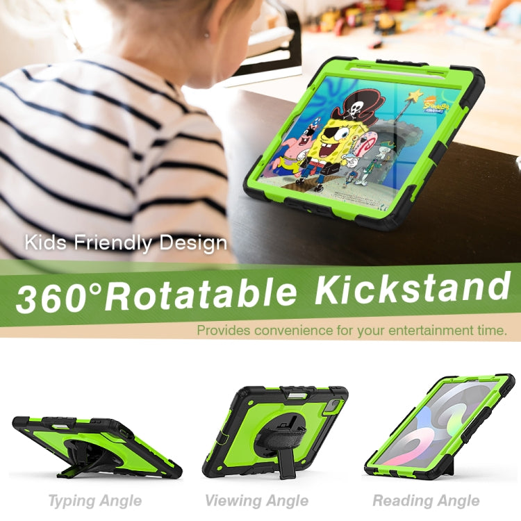 Shockproof Colorful Silicone + PC Protective Case with Holder & Shoulder Strap & Hand Strap & Pen Slot For iPad Air 2022 / 2020 10.9 (Black Yellow Green) - iPad Air (2022) / (2020) 10.9 Cases by buy2fix | Online Shopping UK | buy2fix