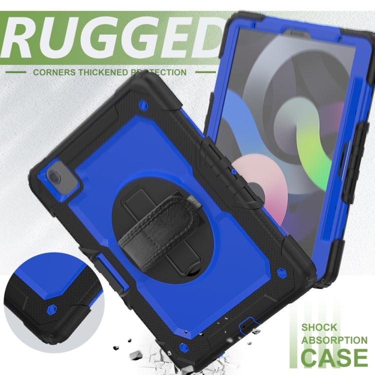 Shockproof Colorful Silicone + PC Protective Case with Holder & Shoulder Strap & Hand Strap & Pen Slot For iPad Air 2022 / 2020 10.9 (Black Blue) - iPad Air (2022) / (2020) 10.9 Cases by buy2fix | Online Shopping UK | buy2fix