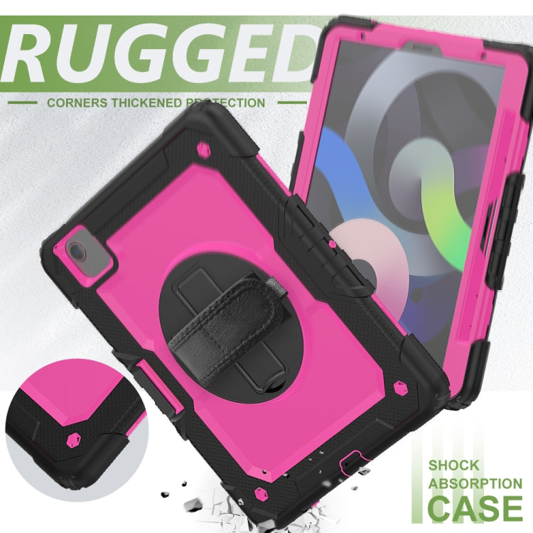 Shockproof Colorful Silicone + PC Protective Case with Holder & Shoulder Strap & Hand Strap & Pen Slot For iPad Air 2022 / 2020 10.9 (Black Rose Red) - iPad Air (2022) / (2020) 10.9 Cases by buy2fix | Online Shopping UK | buy2fix
