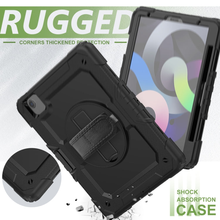 Shockproof Colorful Silicone + PC Protective Case with Holder & Shoulder Strap & Hand Strap & Pen Slot For iPad Air 2022 / 2020 10.9 (Black) - iPad Air (2022) / (2020) 10.9 Cases by buy2fix | Online Shopping UK | buy2fix