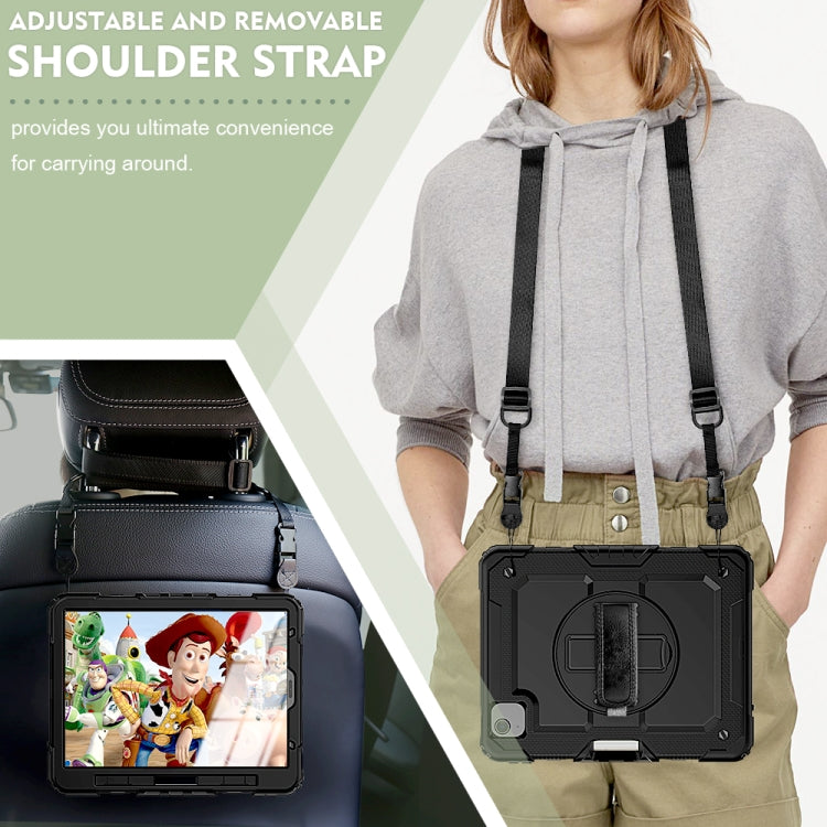 Shockproof Colorful Silicone + PC Protective Case with Holder & Shoulder Strap & Hand Strap & Pen Slot For iPad Air 2022 / 2020 10.9 (Black) - iPad Air (2022) / (2020) 10.9 Cases by buy2fix | Online Shopping UK | buy2fix