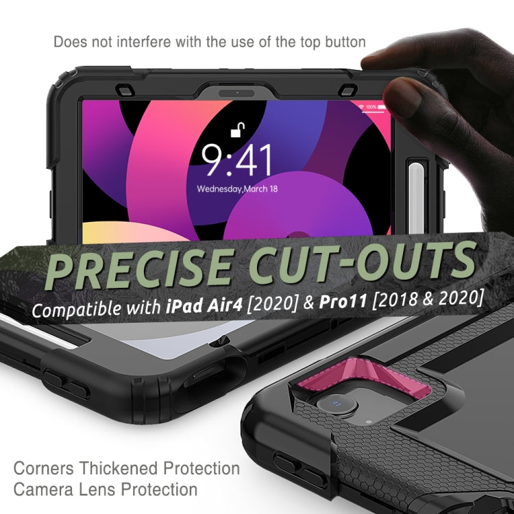 Shockproof Colorful Silicone + PC Protective Case with Holder & Shoulder Strap & Hand Strap & Pen Slot For iPad Air 2022 / 2020 10.9 (Black) - iPad Air (2022) / (2020) 10.9 Cases by buy2fix | Online Shopping UK | buy2fix