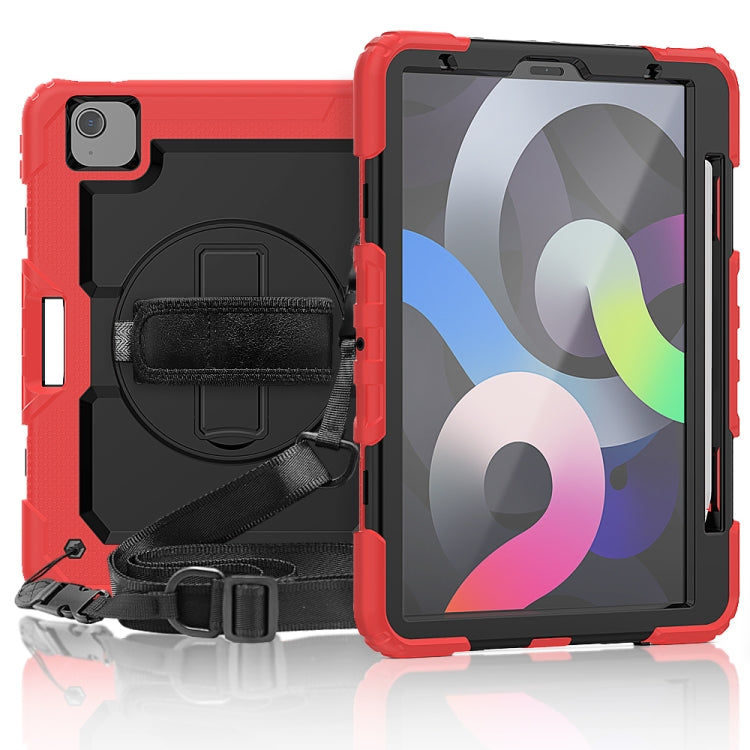 Shockproof Colorful Silicone + PC Protective Case with Holder & Shoulder Strap & Hand Strap & Pen Slot For iPad Air 2022 / 2020 10.9 (Red) - iPad Air (2022) / (2020) 10.9 Cases by buy2fix | Online Shopping UK | buy2fix