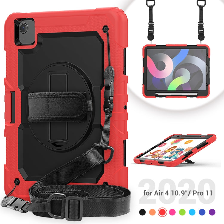 Shockproof Colorful Silicone + PC Protective Case with Holder & Shoulder Strap & Hand Strap & Pen Slot For iPad Air 2022 / 2020 10.9 (Red) - iPad Air (2022) / (2020) 10.9 Cases by buy2fix | Online Shopping UK | buy2fix