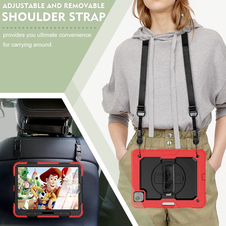 Shockproof Colorful Silicone + PC Protective Case with Holder & Shoulder Strap & Hand Strap & Pen Slot For iPad Air 2022 / 2020 10.9 (Red) - iPad Air (2022) / (2020) 10.9 Cases by buy2fix | Online Shopping UK | buy2fix