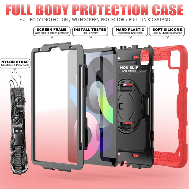 Shockproof Colorful Silicone + PC Protective Case with Holder & Shoulder Strap & Hand Strap & Pen Slot For iPad Air 2022 / 2020 10.9 (Red) - iPad Air (2022) / (2020) 10.9 Cases by buy2fix | Online Shopping UK | buy2fix