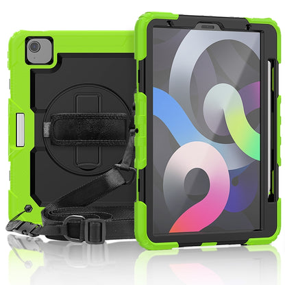 Shockproof Colorful Silicone + PC Protective Case with Holder & Shoulder Strap & Hand Strap & Pen Slot For iPad Air 2022 / 2020 10.9 (Yellow Green) - iPad Air (2022) / (2020) 10.9 Cases by buy2fix | Online Shopping UK | buy2fix