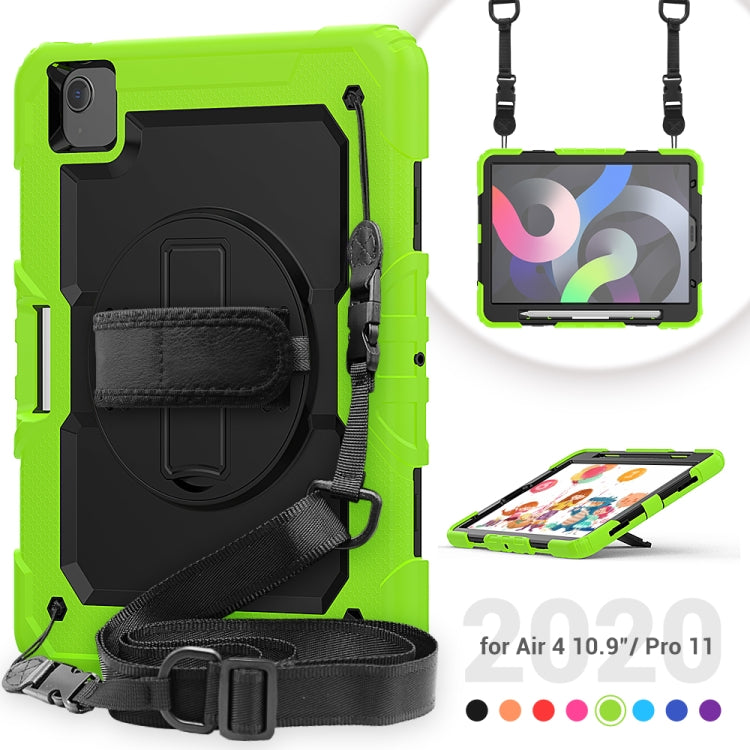Shockproof Colorful Silicone + PC Protective Case with Holder & Shoulder Strap & Hand Strap & Pen Slot For iPad Air 2022 / 2020 10.9 (Yellow Green) - iPad Air (2022) / (2020) 10.9 Cases by buy2fix | Online Shopping UK | buy2fix