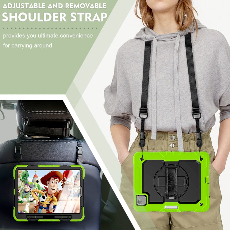 Shockproof Colorful Silicone + PC Protective Case with Holder & Shoulder Strap & Hand Strap & Pen Slot For iPad Air 2022 / 2020 10.9 (Yellow Green) - iPad Air (2022) / (2020) 10.9 Cases by buy2fix | Online Shopping UK | buy2fix