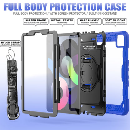 Shockproof Colorful Silicone + PC Protective Case with Holder & Shoulder Strap & Hand Strap & Pen Slot For iPad Air 2022 / 2020 10.9 (Blue) - iPad Air (2022) / (2020) 10.9 Cases by buy2fix | Online Shopping UK | buy2fix