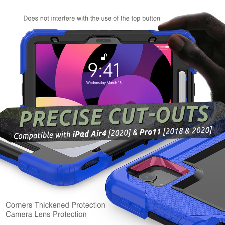 Shockproof Colorful Silicone + PC Protective Case with Holder & Shoulder Strap & Hand Strap & Pen Slot For iPad Air 2022 / 2020 10.9 (Blue) - iPad Air (2022) / (2020) 10.9 Cases by buy2fix | Online Shopping UK | buy2fix