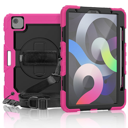 Shockproof Colorful Silicone + PC Protective Case with Holder & Shoulder Strap & Hand Strap & Pen Slot For iPad Air 2022 / 2020 10.9 (Rose Red) - iPad Air (2022) / (2020) 10.9 Cases by buy2fix | Online Shopping UK | buy2fix