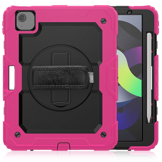 Shockproof Colorful Silicone + PC Protective Case with Holder & Shoulder Strap & Hand Strap & Pen Slot For iPad Air 2022 / 2020 10.9 (Rose Red) - iPad Air (2022) / (2020) 10.9 Cases by buy2fix | Online Shopping UK | buy2fix