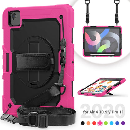 Shockproof Colorful Silicone + PC Protective Case with Holder & Shoulder Strap & Hand Strap & Pen Slot For iPad Air 2022 / 2020 10.9 (Rose Red) - iPad Air (2022) / (2020) 10.9 Cases by buy2fix | Online Shopping UK | buy2fix