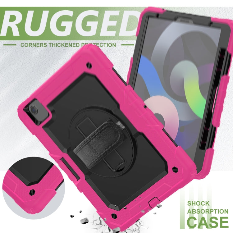 Shockproof Colorful Silicone + PC Protective Case with Holder & Shoulder Strap & Hand Strap & Pen Slot For iPad Air 2022 / 2020 10.9 (Rose Red) - iPad Air (2022) / (2020) 10.9 Cases by buy2fix | Online Shopping UK | buy2fix