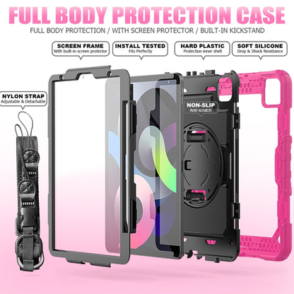 Shockproof Colorful Silicone + PC Protective Case with Holder & Shoulder Strap & Hand Strap & Pen Slot For iPad Air 2022 / 2020 10.9 (Rose Red) - iPad Air (2022) / (2020) 10.9 Cases by buy2fix | Online Shopping UK | buy2fix