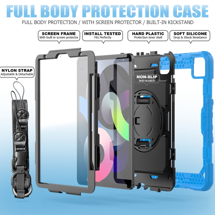 Shockproof Colorful Silicone + PC Protective Case with Holder & Shoulder Strap & Hand Strap & Pen Slot For iPad Air 2022 / 2020 10.9 (Light Blue) - iPad Air (2022) / (2020) 10.9 Cases by buy2fix | Online Shopping UK | buy2fix