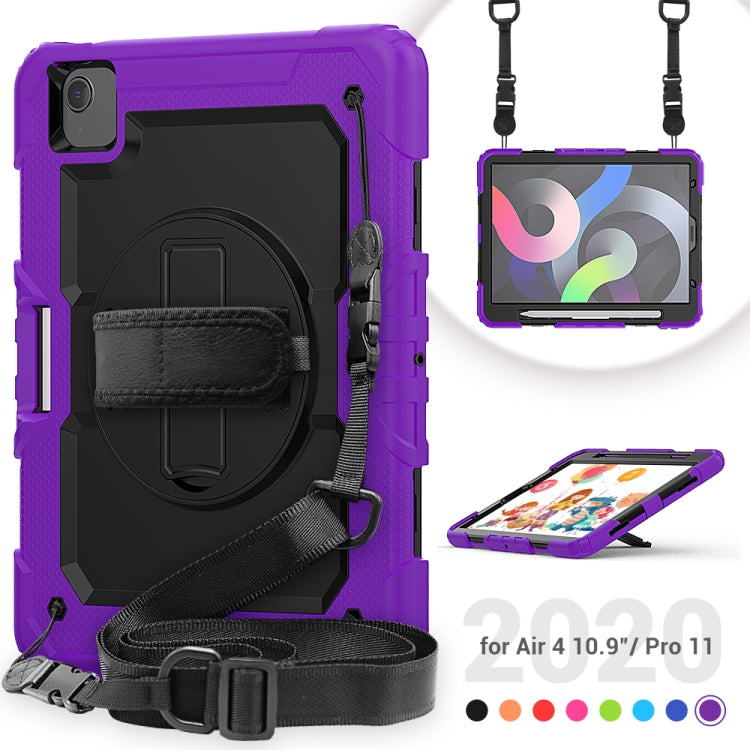 Shockproof Colorful Silicone + PC Protective Case with Holder & Shoulder Strap & Hand Strap & Pen Slot For iPad Air 2022 / 2020 10.9 (Purple) - iPad Air (2022) / (2020) 10.9 Cases by buy2fix | Online Shopping UK | buy2fix