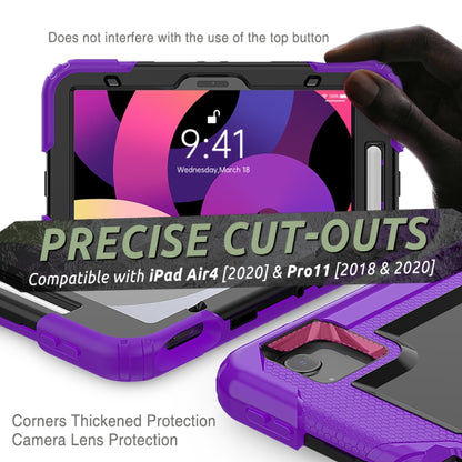 Shockproof Colorful Silicone + PC Protective Case with Holder & Shoulder Strap & Hand Strap & Pen Slot For iPad Air 2022 / 2020 10.9 (Purple) - iPad Air (2022) / (2020) 10.9 Cases by buy2fix | Online Shopping UK | buy2fix
