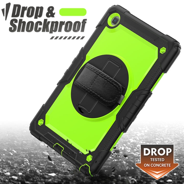 For Samsung Galaxy Tab A7 (2020) T500/T505 Shockproof Colorful Silicone + PC Protective Case with Holder & Shoulder Strap & Hand Strap & Pen Slot(Black Yellow Green) - Other Galaxy Tab PC by buy2fix | Online Shopping UK | buy2fix