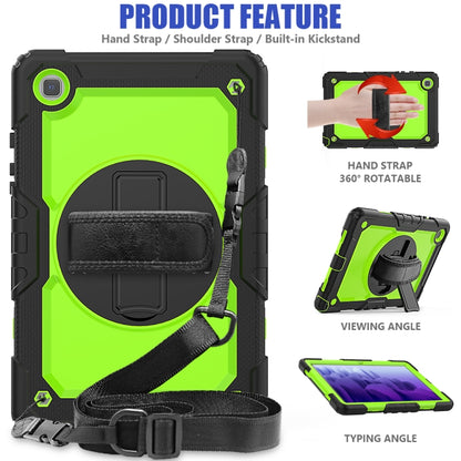 For Samsung Galaxy Tab A7 (2020) T500/T505 Shockproof Colorful Silicone + PC Protective Case with Holder & Shoulder Strap & Hand Strap & Pen Slot(Black Yellow Green) - Other Galaxy Tab PC by buy2fix | Online Shopping UK | buy2fix