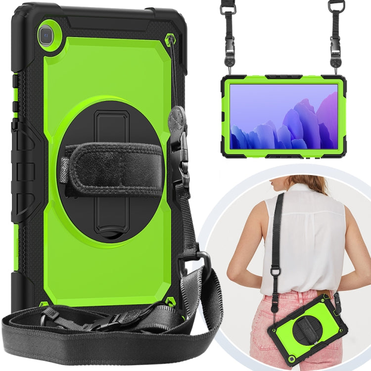 For Samsung Galaxy Tab A7 (2020) T500/T505 Shockproof Colorful Silicone + PC Protective Case with Holder & Shoulder Strap & Hand Strap & Pen Slot(Black Yellow Green) - Other Galaxy Tab PC by buy2fix | Online Shopping UK | buy2fix