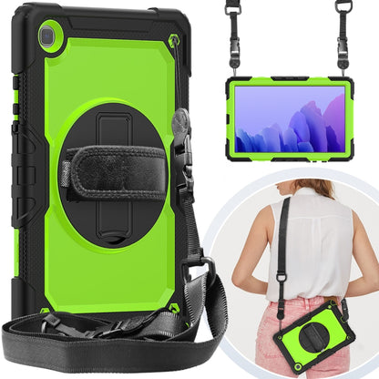For Samsung Galaxy Tab A7 (2020) T500/T505 Shockproof Colorful Silicone + PC Protective Case with Holder & Shoulder Strap & Hand Strap & Pen Slot(Black Yellow Green) - Other Galaxy Tab PC by buy2fix | Online Shopping UK | buy2fix