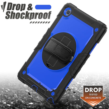 For Samsung Galaxy Tab A7 (2020) T500/T505 Shockproof Colorful Silicone + PC Protective Case with Holder & Shoulder Strap & Hand Strap & Pen Slot(Black Blue) - Other Galaxy Tab PC by buy2fix | Online Shopping UK | buy2fix