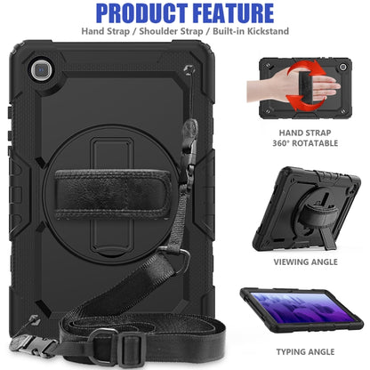 For Samsung Galaxy Tab A7 (2020) T500/T505 Shockproof Colorful Silicone + PC Protective Case with Holder & Shoulder Strap & Hand Strap & Pen Slot(Black) - Other Galaxy Tab PC by buy2fix | Online Shopping UK | buy2fix
