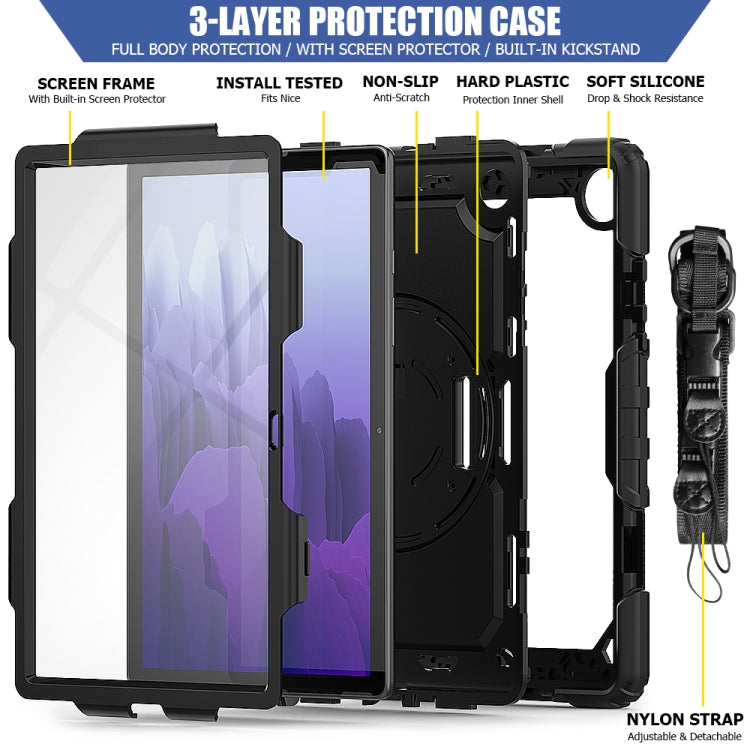 For Samsung Galaxy Tab A7 (2020) T500/T505 Shockproof Colorful Silicone + PC Protective Case with Holder & Shoulder Strap & Hand Strap & Pen Slot(Black) - Other Galaxy Tab PC by buy2fix | Online Shopping UK | buy2fix
