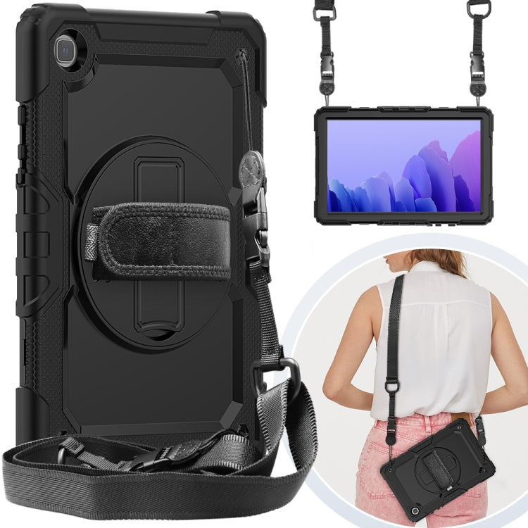 For Samsung Galaxy Tab A7 (2020) T500/T505 Shockproof Colorful Silicone + PC Protective Case with Holder & Shoulder Strap & Hand Strap & Pen Slot(Black) - Other Galaxy Tab PC by buy2fix | Online Shopping UK | buy2fix