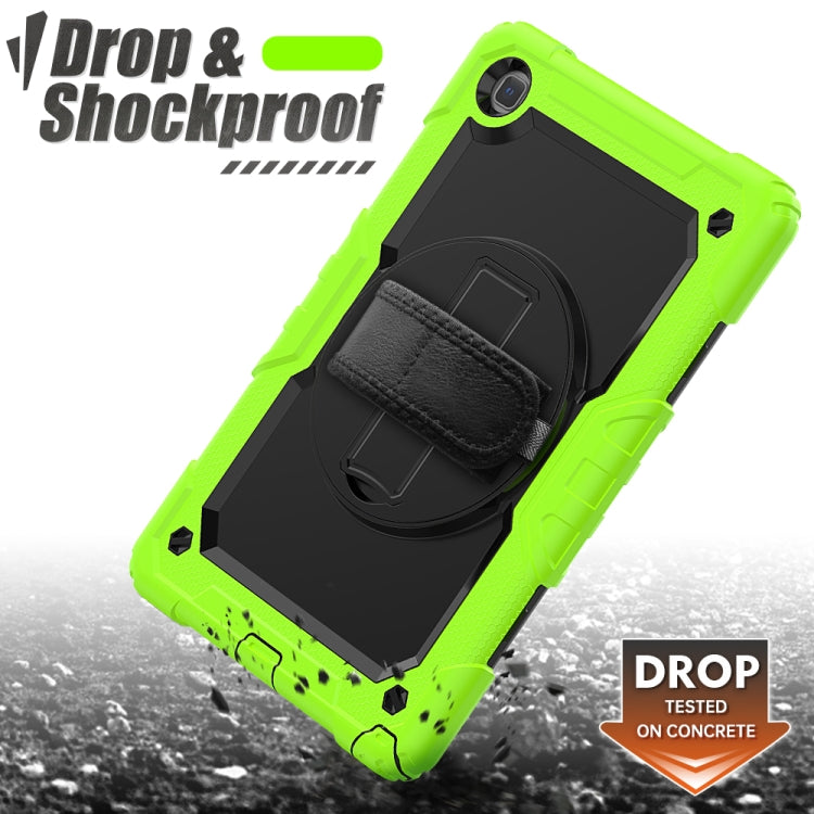 For Samsung Galaxy Tab A7 (2020) T500/T505 Shockproof Colorful Silicone + PC Protective Case with Holder & Shoulder Strap & Hand Strap & Pen Slot(Yellow Green) - Other Galaxy Tab PC by buy2fix | Online Shopping UK | buy2fix