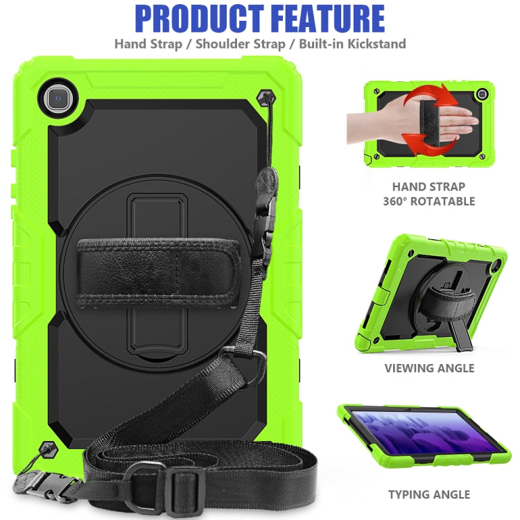 For Samsung Galaxy Tab A7 (2020) T500/T505 Shockproof Colorful Silicone + PC Protective Case with Holder & Shoulder Strap & Hand Strap & Pen Slot(Yellow Green) - Other Galaxy Tab PC by buy2fix | Online Shopping UK | buy2fix