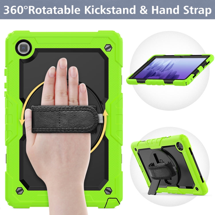 For Samsung Galaxy Tab A7 (2020) T500/T505 Shockproof Colorful Silicone + PC Protective Case with Holder & Shoulder Strap & Hand Strap & Pen Slot(Yellow Green) - Other Galaxy Tab PC by buy2fix | Online Shopping UK | buy2fix